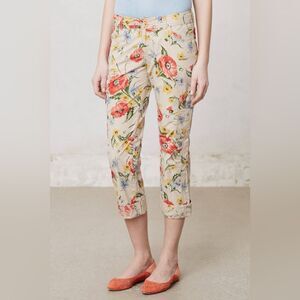 Anthropologie HeiHei Sundrop Cargo Ankle Floral Pants Sz 12